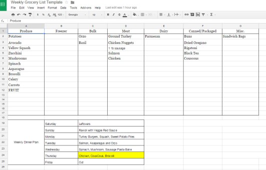 Meal Planning Template